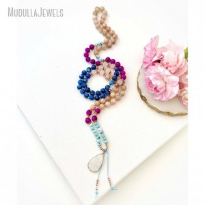 MN34522 Sugilite Kyanite Larimar และ Moonstone Mala Beads 108,ลูกปัดสำหรับ<span class=keywords><strong>สวด</strong></span>มนต์เทพเจ้ามาลาสร้อยคอของขวัญโยคะสำหรับเธอ - Product Image 5