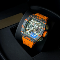 Reloj mecánico impermeable para hombre con esfera de cristal de zafiro, correa de caucho de fibra de carbono, reloj de moda de primera calidad de Grado 20A