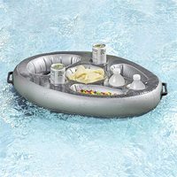 Plateau flottant gonflable en PVC pliable, grande capacité, durable, personnalisable, pour vin, aliments, canettes, bière, boissons, usage extérieur, eau