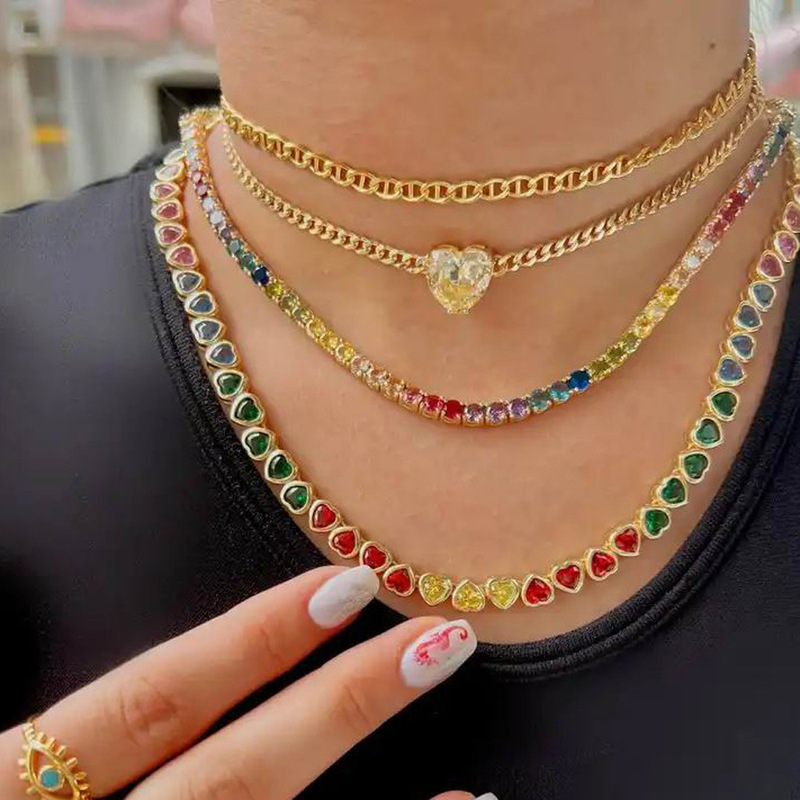 High Quality Colorful Heart Tennis Bracelet