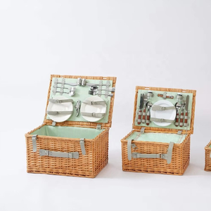 Cesta de Picnic Plegable Hecha a Mano con Doble Tapa JY Natural Fruit, con Mesa Portátil y Tabla de Cortar, Material de Mimbre - Product Image 1