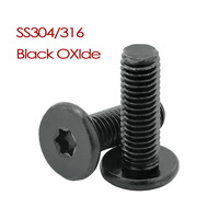 Vis Torx à profil bas en acier inoxydable M2 M2.5 M3 M4 M5 M6 M8, finition oxyde noir, vis Torx à tête ultra-fine, fabrication usine