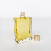 Flacon en verre de luxe carré et rectangulaire de 50 ml et 100 ml pour huile capillaire, avec bouchon à vis en aluminium et réducteur, vente en gros