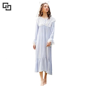 Robe <span class=keywords><strong>de</strong></span> nuit à manches longues personnalisée pour femmes Chemise <span class=keywords><strong>de</strong></span> nuit en dentelle pour <span class=keywords><strong>princesse</strong></span> Robes <span class=keywords><strong>de</strong></span> nuit pour femmes - Product Image 2