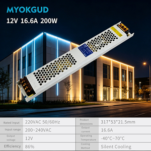 Transformadores de Iluminación LED Ultrafinos de 200W, Fuente de Alimentación Conmutada de 12V 16.6A para Tiras LED de Voltaje Constante DC - Product Image 6