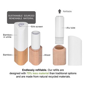 Envase para Lápiz <span class=keywords><strong>Labial</strong></span>, Pintura Blanca, Bambú, Madera Ecológica, Recargable, Biodegradable, Tubo Vacío para Bálsamo <span class=keywords><strong>Labial</strong></span> - Product Image 3