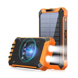 Customized Logo Wireless Charging Solar Mobile Power 20000 MAh Large Capacity Outdoor Cable Power Bank for Mobile Phone