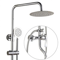Ensemble de douche à main en cuivre électroplaqué avec robinet dissimulé trois fonctions chaud/froid, jet de pluie et pommeau de douche circulaire
