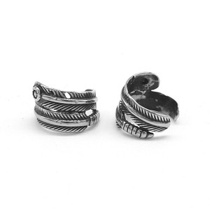 yunnique <b>Feather</b> <b>Cuff</b> Earrings Tibetan Silver Men Women Retro Studs Fashion Jewelry Guangzhou Origin - Product Image 5