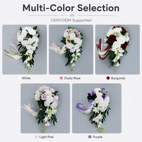 Ramo de Novia de Rosas Blancas en Forma de Lágrima, Estilo Europeo Fresco, Ramo de Boda Artificial, Múltiples Colores, Flor de Mano para Novia