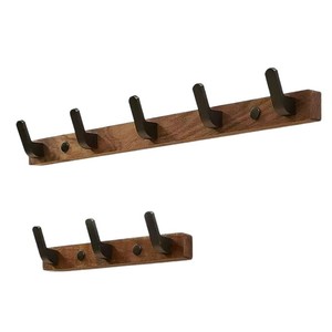 Porte-manteau mural sans perçage en bois massif, style moderne et simple, à trois rangées <span class=keywords><strong>de</strong></span> crochets, pour entrée, hall d'entrée, vestiaire - Product Image 5