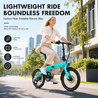 Vélo électrique pliable léger en fibre de carbone, moteur sans balais 250W, batterie au lithium, freins à disque hydrauliques pour les trajets urbains