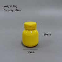 Portable 120ml Pet Vide En Plastique Jaune Biodégradable Médicament Vitamines Nutritionnelles Capsule Bouteille Avec Enfants Preuve Couvercle