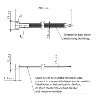 Attache-câble dentelé extérieur pour fixation directe, 200x7,6 mm, 50,0 mm, noir, 50 pièces. Art.-No. 132-20360 |   CT203-PA66HS-BK |