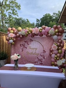 Toile <span class=keywords><strong>de</strong></span> fond <span class=keywords><strong>de</strong></span> photographie rose or joyeux <span class=keywords><strong>anniversaire</strong></span>, paillettes scintillantes, ballon, femme, princesse douce, fille, fête d'<span class=keywords><strong>anniversaire</strong></span> féminine, photo - Product Image 2