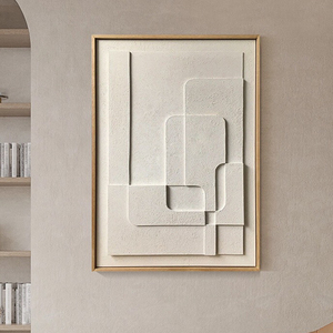 Grande Opera d'Arte da Parete Moderna Pittura Materica a Rilievo 3D Scultura Geometrica Fatta a Mano Minimalista Effetto Arenaria per Arredamento di Hotel - Product Image 5
