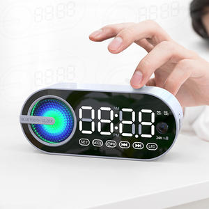 Réveil de bureau miroir avec haut-parleur BT table lumineuse LED colorée numérique radio FM carte TF réveil calendriers électroniques <span class=keywords><strong>2023</strong></span> - Product Image 5
