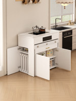 Table à manger carrée de luxe moderne 2026 avec plateau en pierre pour petit appartement, meuble de maison tout-en-un, extensible, pliable et avec armoire de rangement