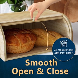 <b>Kitchen</b> for Countertop Food <b>Storage</b> Bread Boxes Holder for <b>Kitchen</b> Food <b>Storage</b> Natural Bamboo Roll Top Bread Box - Product Image 3