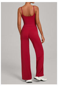 Kadın Spor Giyim Atlet Yelek Fitness Seti Aktif Giyim Kadın Spor Salonu Kıyafetleri Geniş Paça İspanyol Paça Pantolon 2 Parça Yoga Seti - Product Image 4