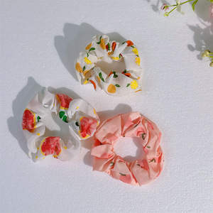 Élastiques à cheveux tendance en forme de côlon, en maille douce, avec motifs fruités, en caoutchouc très extensible, et accessoires floraux pour adolescentes. - Product Image 3