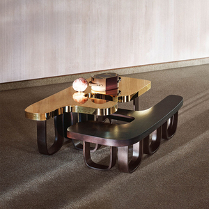 New Light muebles de lujo Combinación de sala de estar Mesa baja de nogal Juegos modernos de mesa de centro de acero inoxidable - Product Image 6