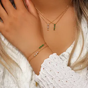 Vòng Cổ Trang Sức Mùa Hè Trang Sức Pha Lê Nước Drop Zircon Quyến Rũ Mặt Dây Chuyền Vòng Cổ 18K Mạ Vàng Thép Không Gỉ Vòng Cổ