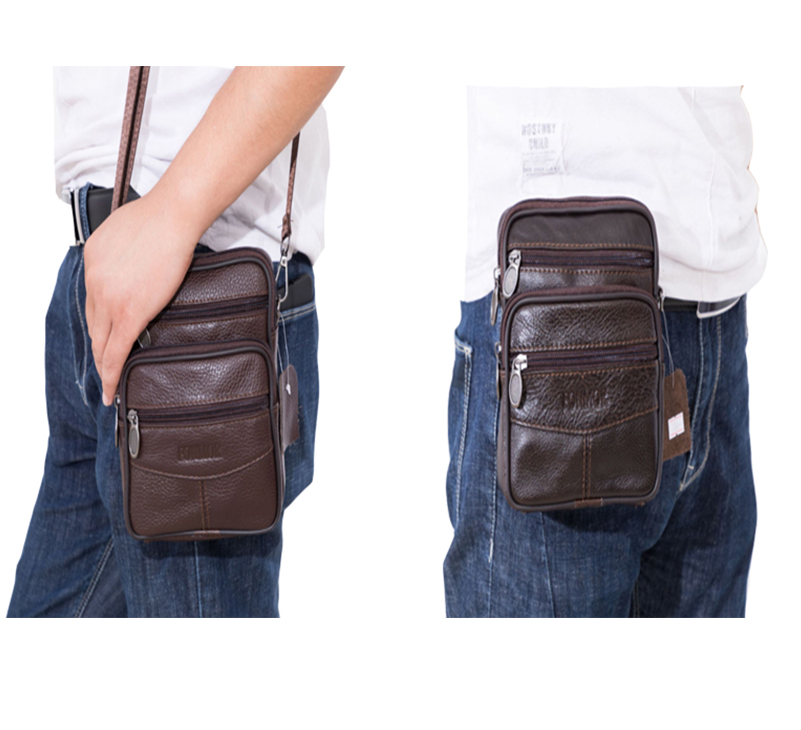 Mens Pu Waterproof Multifunctional Mini Waist Bag Shoulder Messenger Bag Sacoche Homme