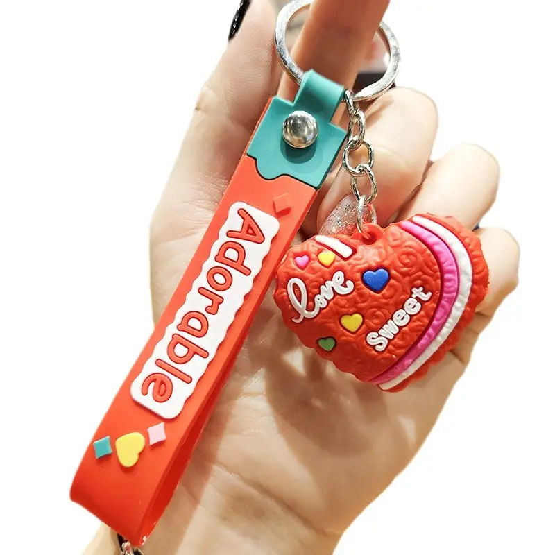 New fashion heart-shaped couple keychain personality Soft Rubber Key Chains For Valentine's Day gift key chain pendant