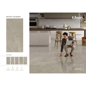 Carreaux de porcelaine polie émaillée effet marbre blanc 600x1200mm, carreaux de céramique vitrifiés de luxe pour sol et mur - Product Image 5