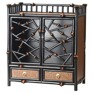 Étagère de rangement pour thé en bambou avec tiroirs et porte-tasses pour organiser la vaisselle dans le salon, type sur pied - Product Image 5