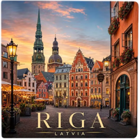 Magnet Kulkas Keramik Latvia Eropa, Suvenir Wisata, Dekorasi, Kerajinan Tangan