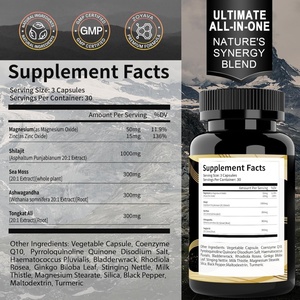 Capsules de Shilajit prêtes à être expédiées, 500 mg, qualité or, 60 % d'acide fulvique, Shilajit pur de l'Himalaya, étiquette privée, vente en gros - Product Image 2