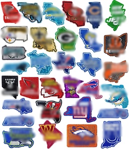 Parches Bordados de Fútbol Americano al por Mayor de EE. UU. con Diseño en Forma de Estado, Insignias Brillantes de Equipos de Fútbol para Chaquetas, Gorras y Mochilas - Product Image 1