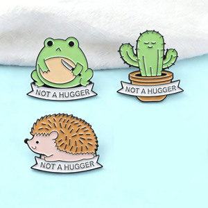 Groothandel zakelijke geschenken gepersonaliseerde schattige cactus egel kikker zwart nikkel emaille pin voor kleding en geschenken - Product Image 3