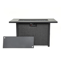 Table de foyer extérieur en acier Corten de 44 pouces, au propane, avec pare-vent en verre, chauffage de terrasse 50000 BTU, écologique, livraison gratuite aux États-Unis