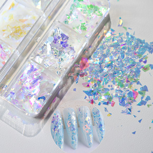 12 Grids 3D Sparkly Fluorescent Flakes Nail <b>Sequins</b> Paillette Nail Chunky Glitter Decorations Chameleon Nail Accessories - Product Image 3
