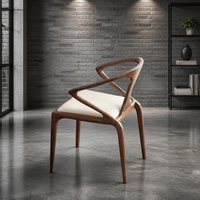 Chaise de salle à manger vintage en bois massif de noyer de style chinois avec accoudoirs en bois pour la maison, le restaurant ou la salle de thé