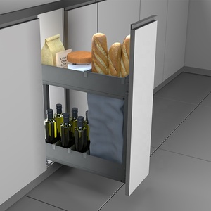 Cesta deslizante moderna para pan de gabinete de cocina, de metal chapado en polvo, de 2 niveles, extraíble, con herrajes de cierre suave para cajón de cocina - Product Image 4