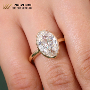 แหวนเพชรทรงรี 4 กะรัต แบบ Old European cut เพาะเลี้ยงในห้องปฏิบัติการ ตัวเรือนทองคำแท้ 18K สำหรับผู้หญิง แหวนหมั้น แหวนแต่งงาน แหวนสั่งทำพิเศษ - Product Image 1
