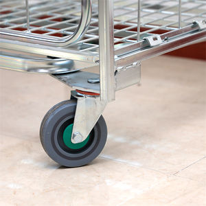 उच्च गुणवत्ता जस्ती घोंसले के शिकार रोल कंटेनर सुपरमार्केट के लिए चार पक्षों कार्गो ट्रॉलियों - Product Image 5