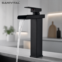 Robinet de salle de bain SANIVITAL moderne sans contact en acier inoxydable avec valve en céramique, mitigeur eau chaude et froide pour lavabo, idéal pour la maison et l'hôtel