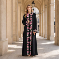 Abaya de fête pour le Ramadan et l'Aïd pour femmes arabes du Golfe et du Moyen-Orient, Kaftan brodé floral, Robe islamique modeste, Vente en gros