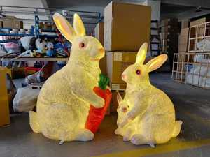 3d Fiberglass Rabbit Led Light Sculpture Outdoor Garden Park Landscape Lighting Decor For Holidays - Product Image 1