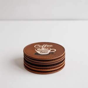 Круглые кожаные подставки с принтом в британском стиле - Product Image 4