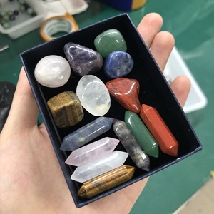 Raws curativi ghiaia cristallo meditazione pietre di palma sette <span class=keywords><strong>Chakra</strong></span> burattato pietra Reiki Set - Product Image 4