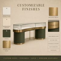 Vitrine de présentation de bijoux murale personnalisée avec façade en verre verrouillable, meuble de comptoir pour magasin de détail et vente en gros