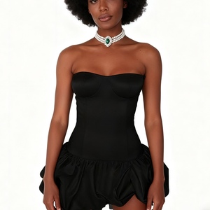 Vestidos Elegantes y Sensuales para Mujer, Nuevo Estilo, Ajustados, Sin Tirantes, Plisados, Línea A, a la Moda - Product Image 4