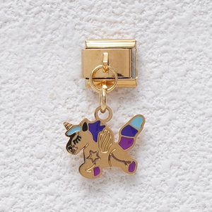 Wholesale Stainless Steel Italian Charms 18k Gold Plated Color Cartoon Girl Dress Italian Charm Pendant <b>Bracelet</b> - Product Image 6