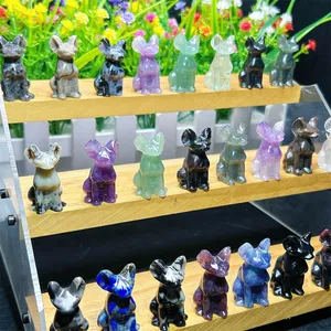 Mini Carving Crystal Crafts Amethyst Lovely Cute Animal Healing Labradorite Mixed Hairless Cat For Home Decoration